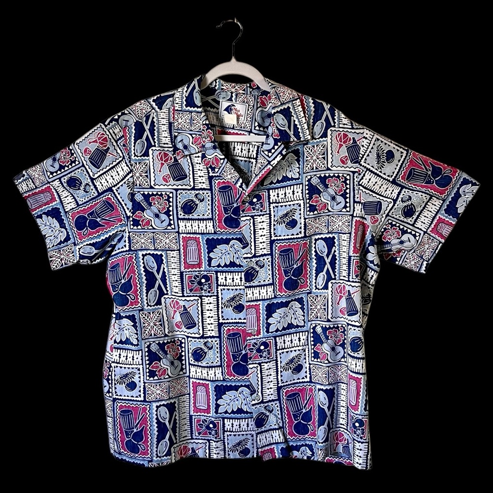 Men’s Vintage Hawaiian Aloha Shirt from Nui Nalu, Short Sleeve Button Down XL